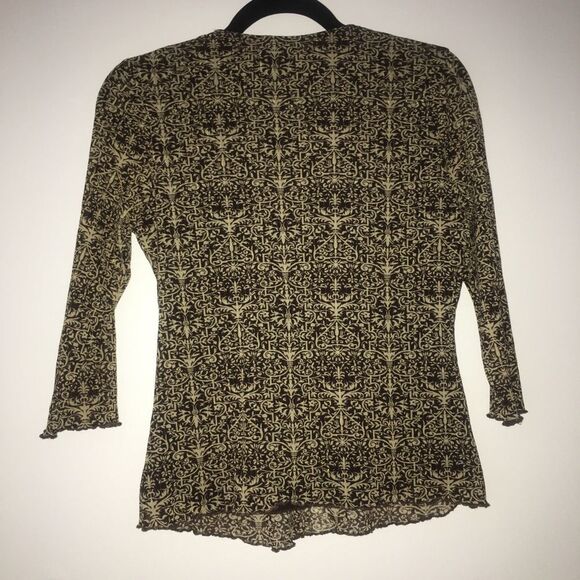 — Pursuits Ltd. —3/4 Sleeve Patterned Nylon Blouse - Picture 2 of 5